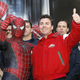 John Schnatter, then still the Papa, posing with Spider-Man in Times Square in 2007